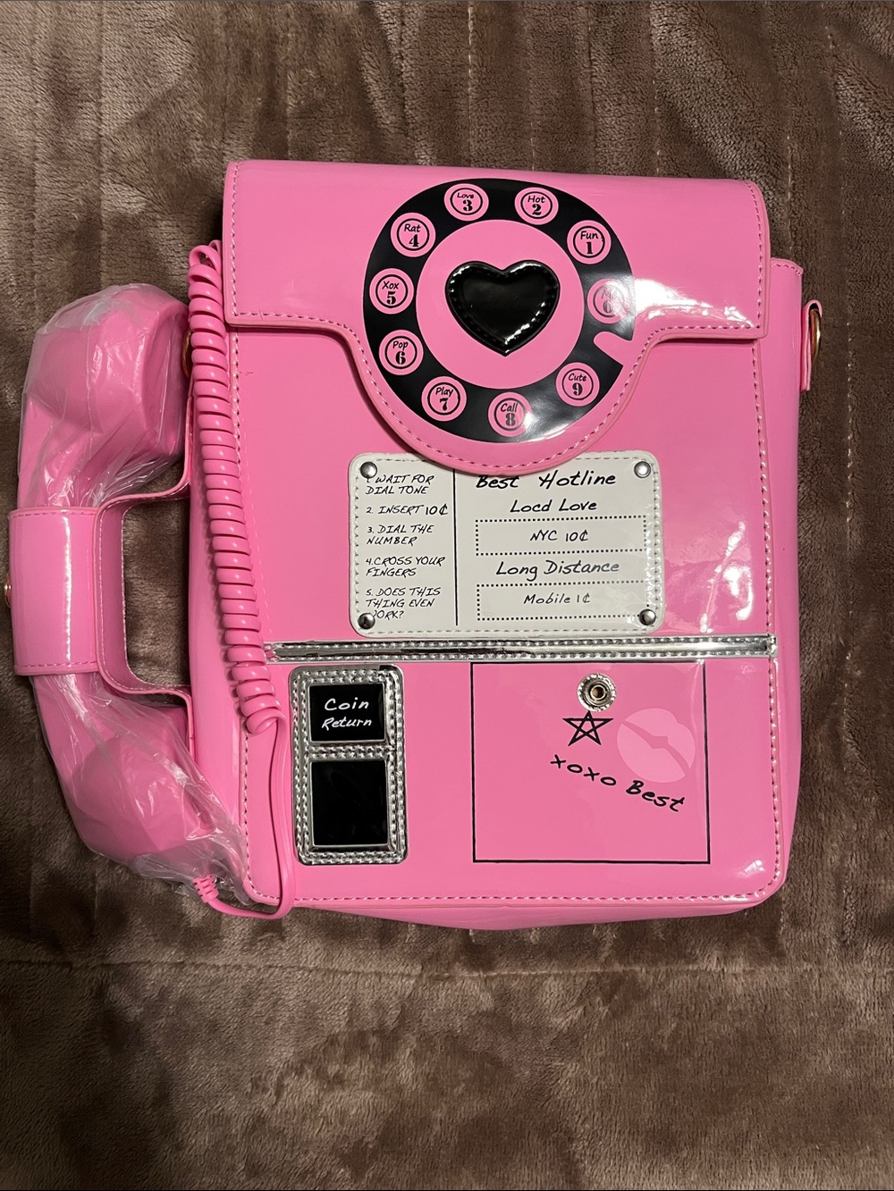 New Pink Retro Telephone Crossbody Bag Rotary, Coin